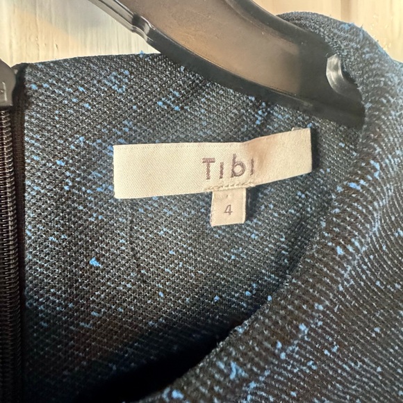 TIBI Blue and Black Heather “Eclipse” Holiday Festive Pique Ruched Dress - Picture 7 of 11